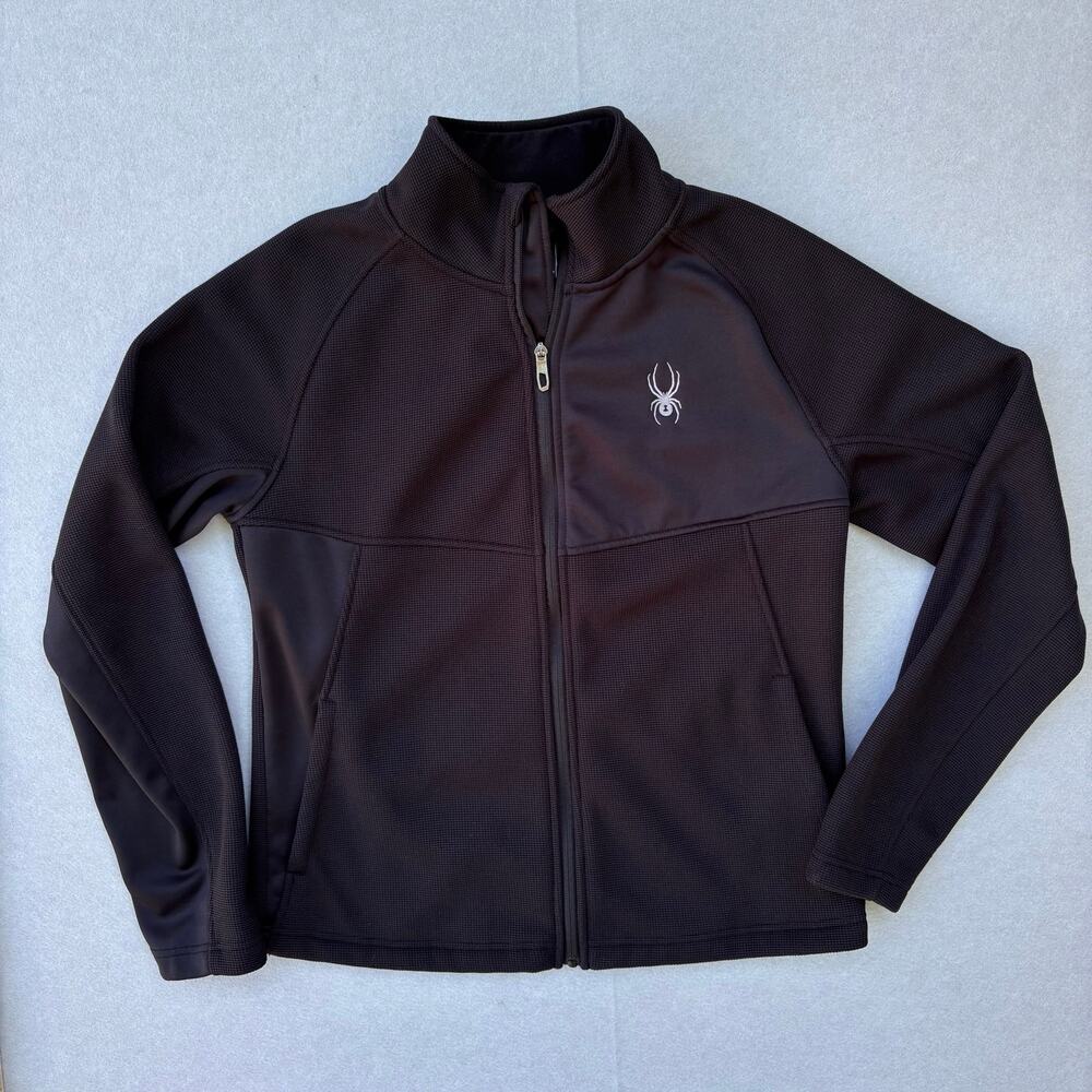 Spyder Men's Medium Full Zip Sweater jacket black gorpore hiking‎ camping
